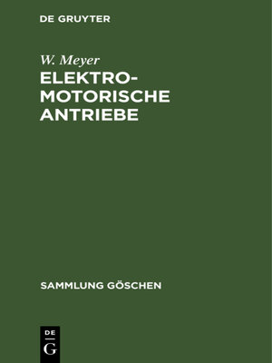 cover image of Elektromotorische Antriebe